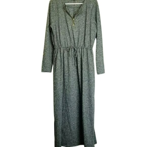 Ambernoon II Gray Long Sleeve Maxi Dress With Zipper Front Elastic Waist Medium - Picture 1 of 8